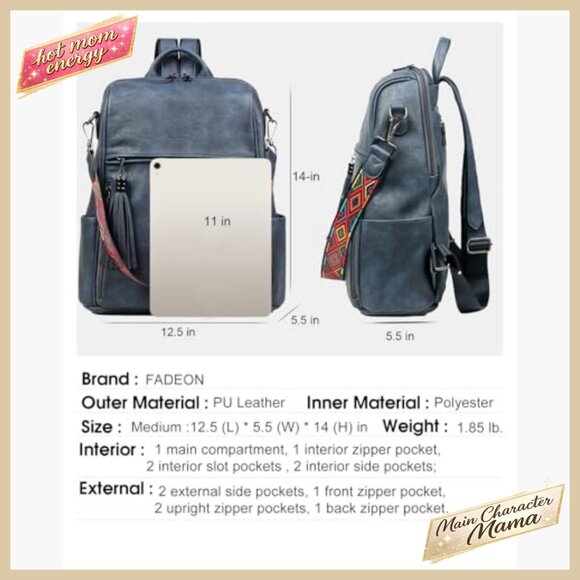 Faux Leather Backpack Purse Convertible Shoulder Bag Retro Chic Travel Daypack main image 5